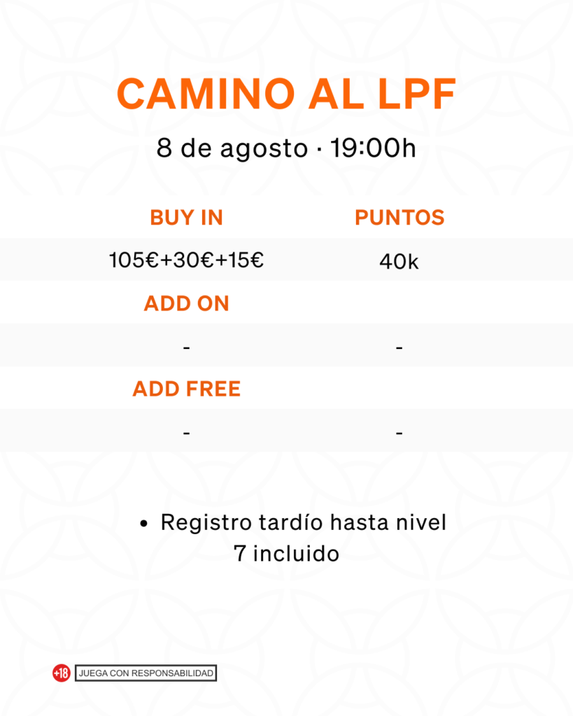 calendario torneos póker agosto